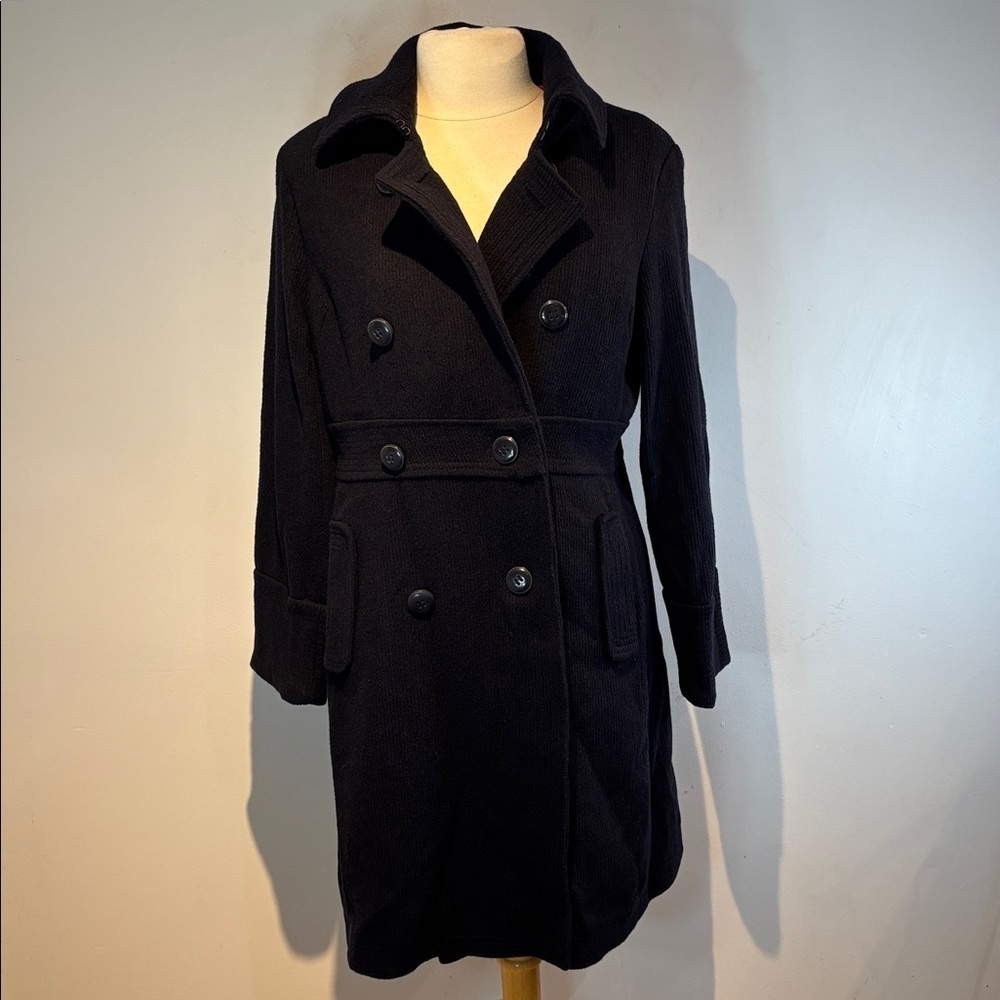 Bitten by Sarah Jessica Parker navy blue wool blend double breasted coat size L